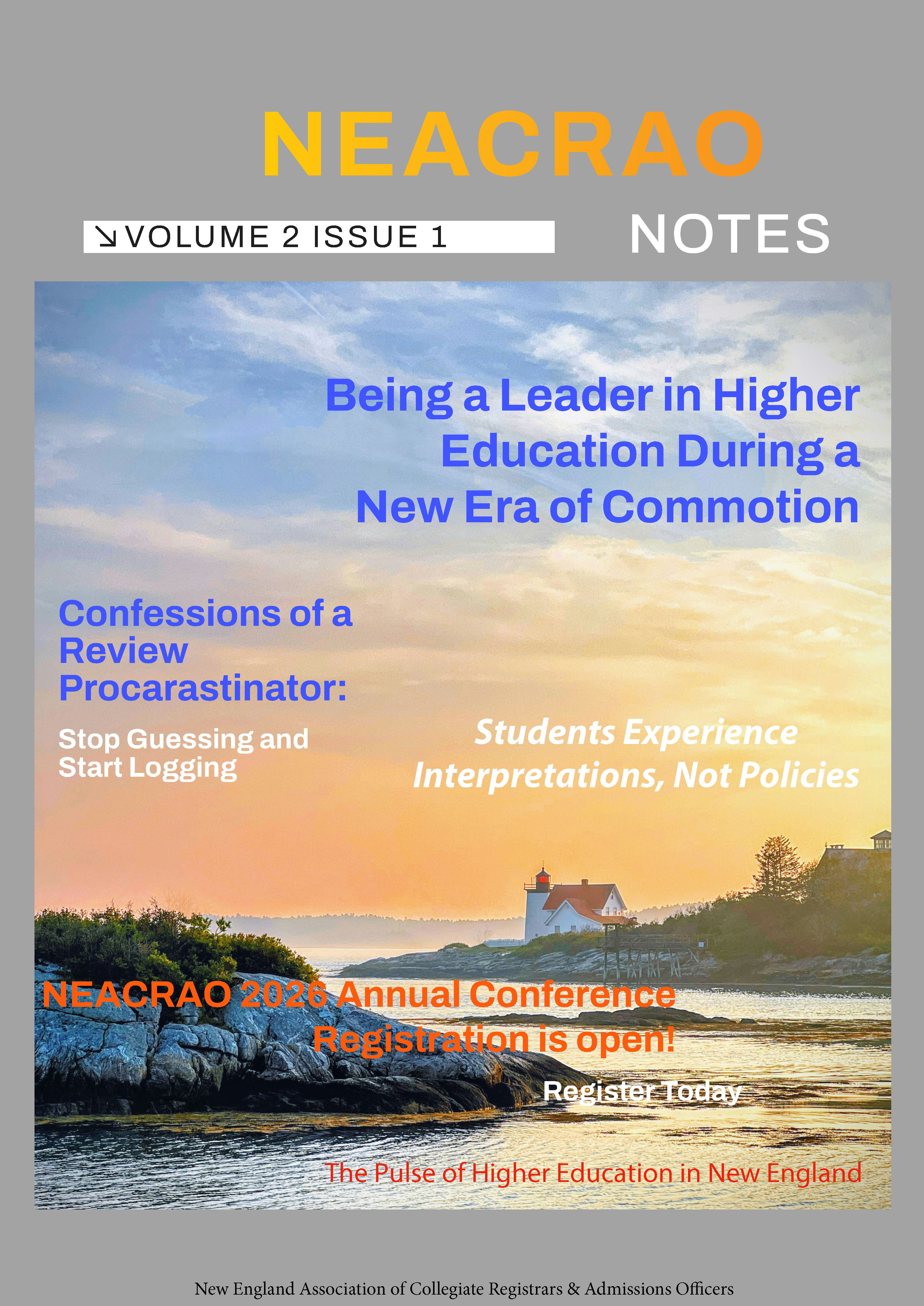 NEACRAO Notes Vol 2 Issue 1 Cover